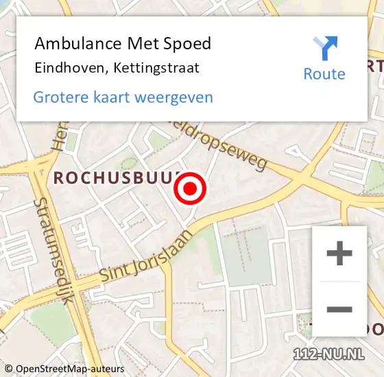 Locatie op kaart van de 112 melding: Ambulance Met Spoed Naar Eindhoven, Kettingstraat op 23 juli 2016 02:07