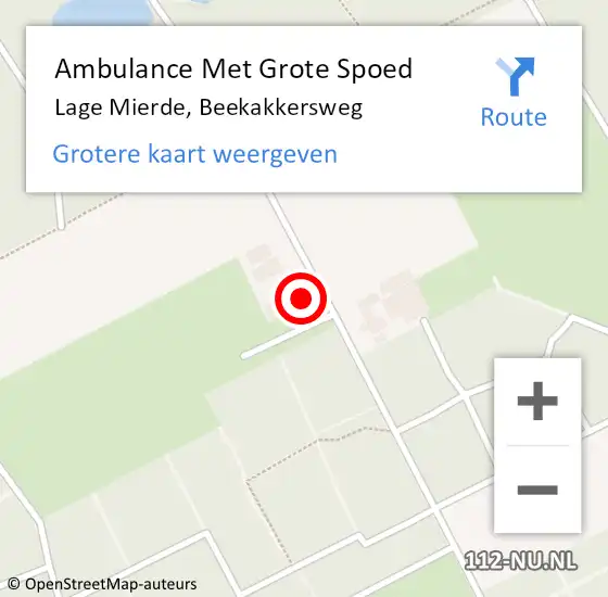 Locatie op kaart van de 112 melding: Ambulance Met Grote Spoed Naar Lage Mierde, Beekakkersweg op 22 december 2013 04:38