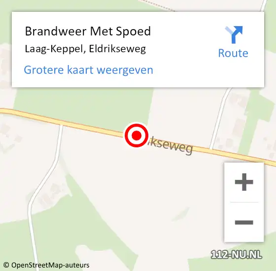 Locatie op kaart van de 112 melding: Brandweer Met Spoed Naar Laag-Keppel, Eldrikseweg op 23 juli 2016 09:40