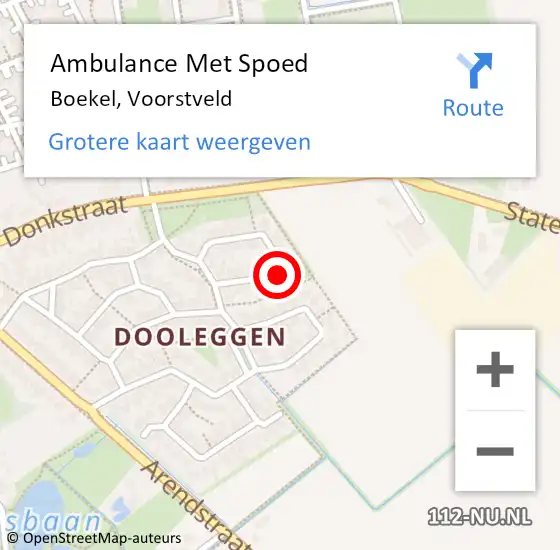 Locatie op kaart van de 112 melding: Ambulance Met Spoed Naar Boekel, Voorstveld op 23 juli 2016 17:04