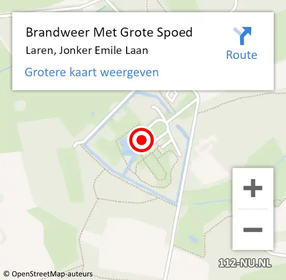 Locatie op kaart van de 112 melding: Brandweer Met Grote Spoed Naar Laren, Jonker Emile Laan op 24 juli 2016 01:10