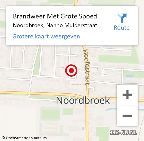 Locatie op kaart van de 112 melding: Brandweer Met Grote Spoed Naar Noordbroek, Nanno Mulderstraat op 24 juli 2016 03:14