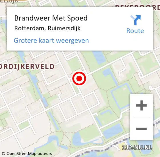 Locatie op kaart van de 112 melding: Brandweer Met Spoed Naar Rotterdam, Ruimersdijk op 24 juli 2016 07:20
