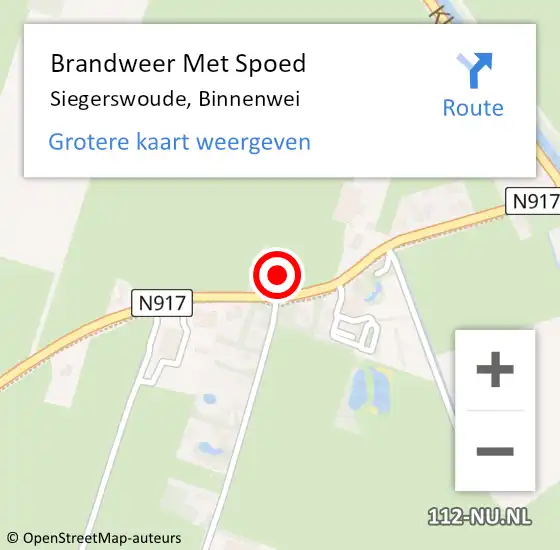 Locatie op kaart van de 112 melding: Brandweer Met Spoed Naar Siegerswoude, Binnenwei op 24 juli 2016 09:55