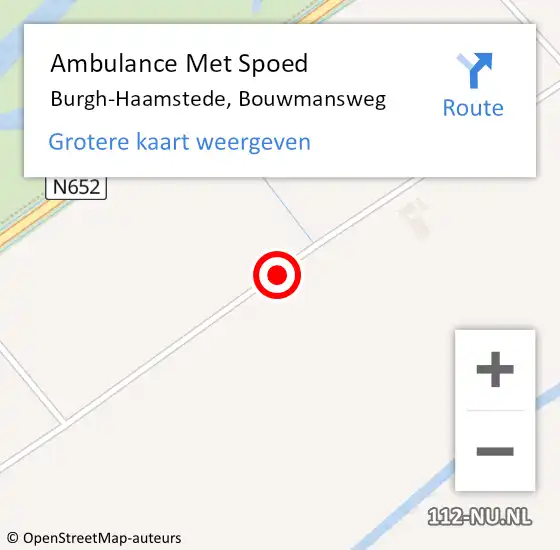 Locatie op kaart van de 112 melding: Ambulance Met Spoed Naar Burgh-Haamstede, Bouwmansweg op 24 juli 2016 11:07