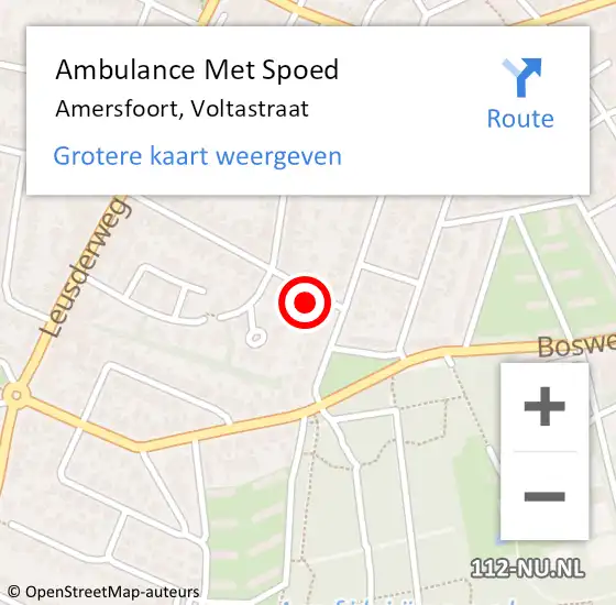 Locatie op kaart van de 112 melding: Ambulance Met Spoed Naar Amersfoort, Voltastraat op 25 juli 2016 14:13