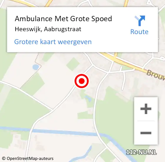 Locatie op kaart van de 112 melding: Ambulance Met Grote Spoed Naar Heeswijk, Aabrugstraat op 25 juli 2016 18:04