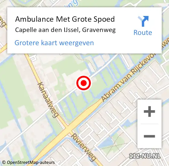 Locatie op kaart van de 112 melding: Ambulance Met Grote Spoed Naar Capelle aan den IJssel, Gravenweg op 25 juli 2016 19:31