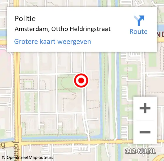 Locatie op kaart van de 112 melding: Politie Amsterdam, Ottho Heldringstraat op 25 juli 2016 20:37