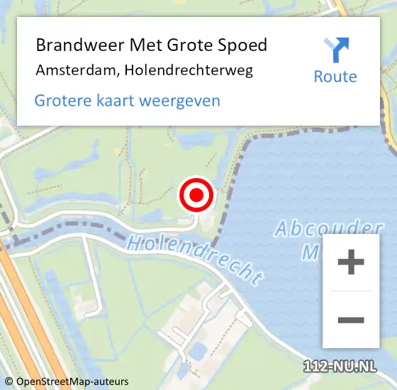 Locatie op kaart van de 112 melding: Brandweer Met Grote Spoed Naar Amsterdam, Holendrechterweg op 25 juli 2016 21:45