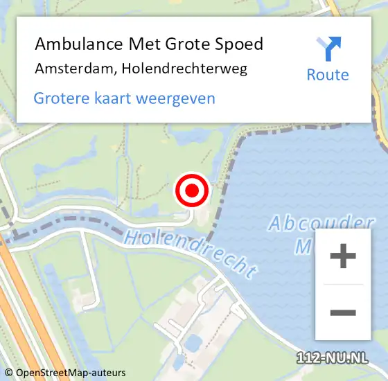 Locatie op kaart van de 112 melding: Ambulance Met Grote Spoed Naar Amsterdam, Holendrechterweg op 25 juli 2016 21:46