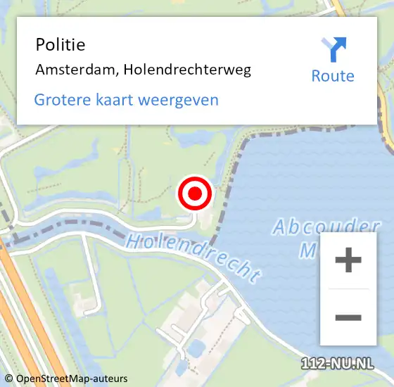 Locatie op kaart van de 112 melding: Politie Amsterdam, Holendrechterweg op 25 juli 2016 21:46