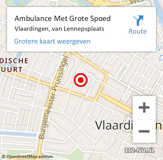 Locatie op kaart van de 112 melding: Ambulance Met Grote Spoed Naar Vlaardingen, van Lennepsplaats op 25 juli 2016 22:05