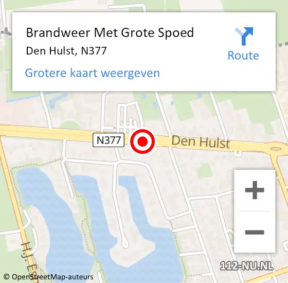 Locatie op kaart van de 112 melding: Brandweer Met Grote Spoed Naar Den Hulst, N377 op 26 juli 2016 06:48