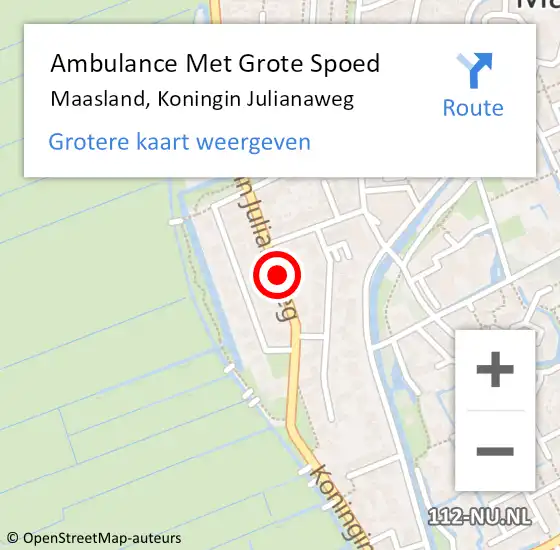 Locatie op kaart van de 112 melding: Ambulance Met Grote Spoed Naar Maasland, Koningin Julianaweg op 26 juli 2016 16:01