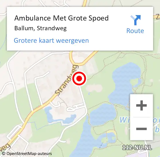 Locatie op kaart van de 112 melding: Ambulance Met Grote Spoed Naar Ballum, Strandweg op 26 juli 2016 19:02