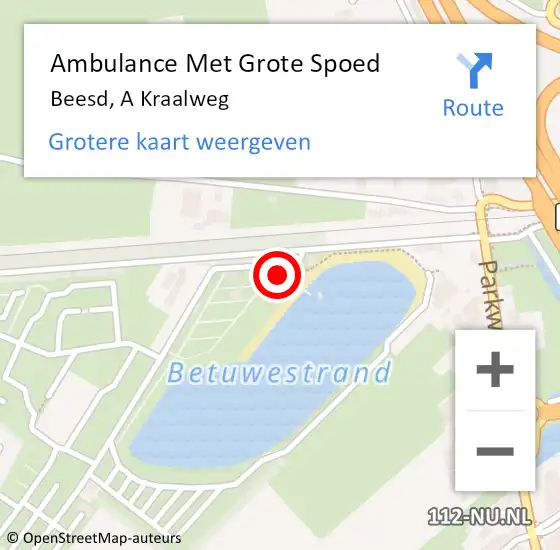 Locatie op kaart van de 112 melding: Ambulance Met Grote Spoed Naar Beesd, A Kraalweg op 26 juli 2016 19:35