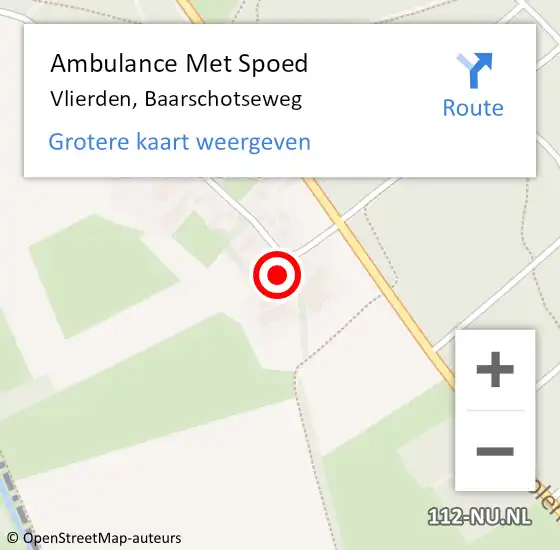 Locatie op kaart van de 112 melding: Ambulance Met Spoed Naar Vlierden, Baarschotseweg op 27 juli 2016 05:48