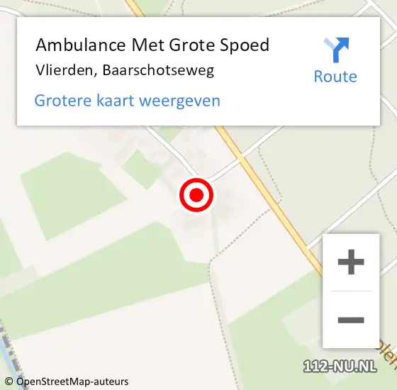 Locatie op kaart van de 112 melding: Ambulance Met Grote Spoed Naar Vlierden, Baarschotseweg op 27 juli 2016 05:52