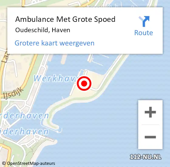 Locatie op kaart van de 112 melding: Ambulance Met Grote Spoed Naar Oudeschild, Haven op 27 juli 2016 07:34
