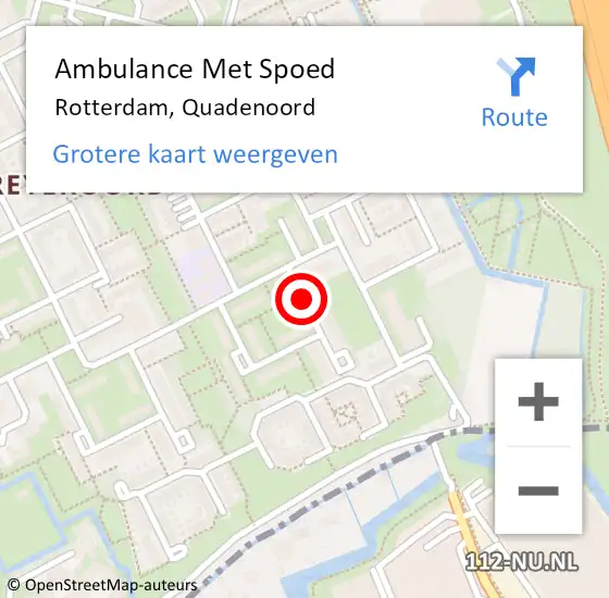 Locatie op kaart van de 112 melding: Ambulance Met Spoed Naar Rotterdam, Quadenoord op 27 juli 2016 14:32