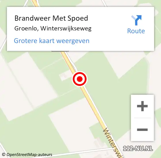 Locatie op kaart van de 112 melding: Brandweer Met Spoed Naar Groenlo, Winterswijkseweg op 27 juli 2016 16:58