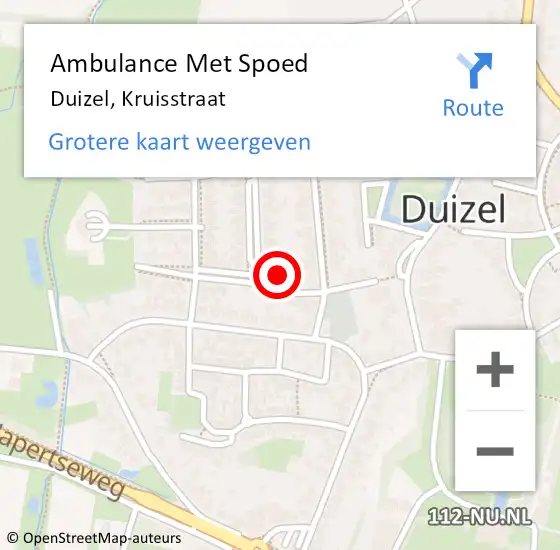 Locatie op kaart van de 112 melding: Ambulance Met Spoed Naar Duizel, Kruisstraat op 27 juli 2016 17:35