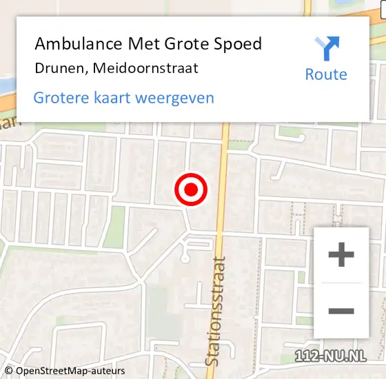 Locatie op kaart van de 112 melding: Ambulance Met Grote Spoed Naar Drunen, Meidoornstraat op 27 juli 2016 18:55