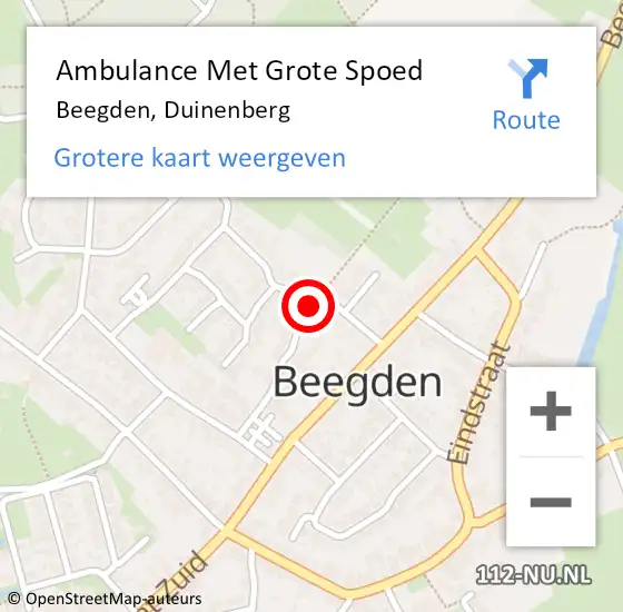 Locatie op kaart van de 112 melding: Ambulance Met Grote Spoed Naar Beegden, Duinenberg op 28 juli 2016 05:08