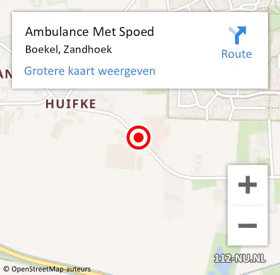 Locatie op kaart van de 112 melding: Ambulance Met Spoed Naar Boekel, Zandhoek op 28 juli 2016 07:47