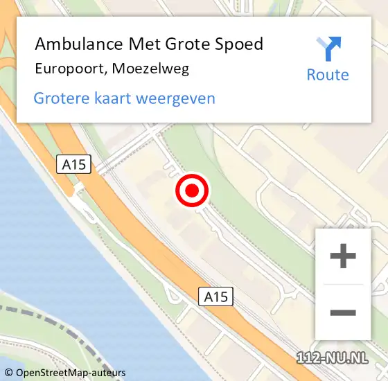 Locatie op kaart van de 112 melding: Ambulance Met Grote Spoed Naar Europoort Rotterdam, Moezelweg op 28 juli 2016 12:06