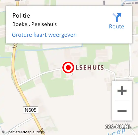Locatie op kaart van de 112 melding: Politie Boekel, Peelsehuis op 28 juli 2016 13:11