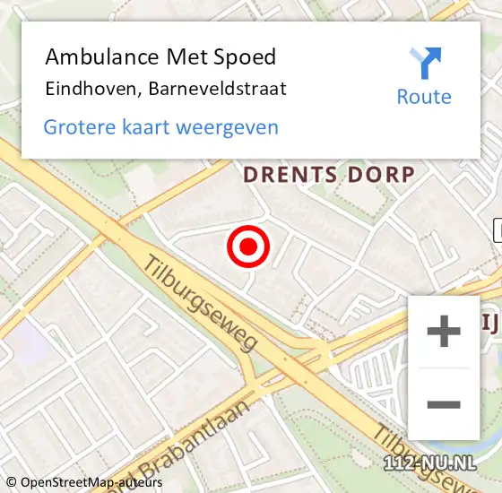Locatie op kaart van de 112 melding: Ambulance Met Spoed Naar Eindhoven, Barneveldstraat op 28 juli 2016 16:08