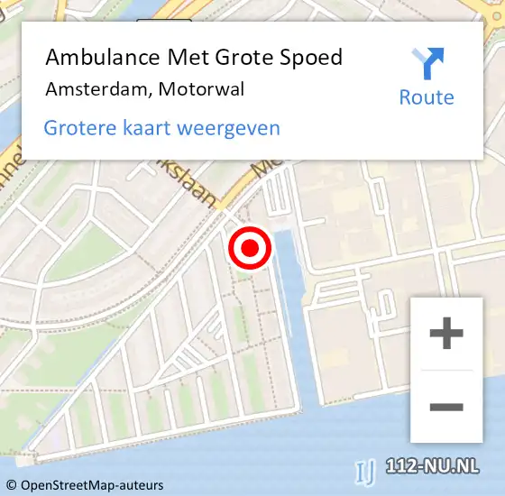 Locatie op kaart van de 112 melding: Ambulance Met Grote Spoed Naar Amsterdam, Motorwal op 28 juli 2016 16:28