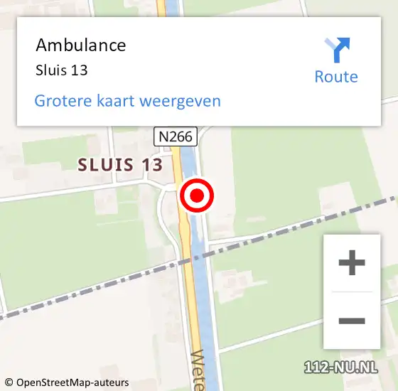 Locatie op kaart van de 112 melding: Ambulance Sluis 13 op 28 juli 2016 16:35
