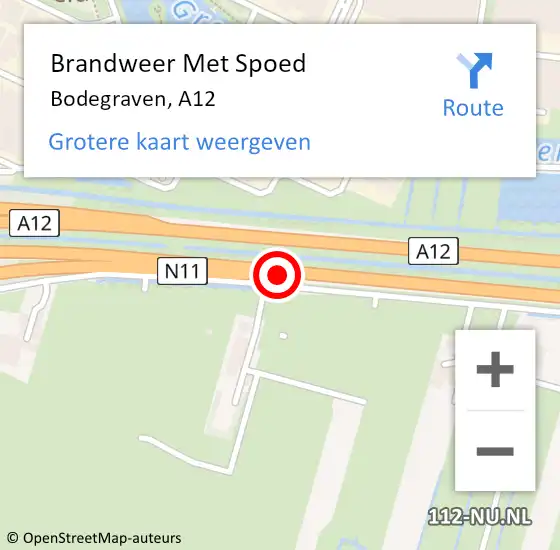 Locatie op kaart van de 112 melding: Brandweer Met Spoed Naar Bodegraven, A12 L hectometerpaal: 35,1 op 28 juli 2016 18:14
