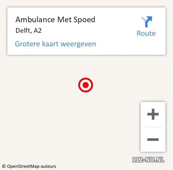 Locatie op kaart van de 112 melding: Ambulance Met Spoed Naar Delft, A2 op 28 juli 2016 20:35