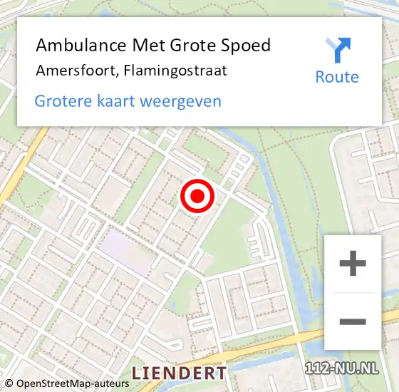Locatie op kaart van de 112 melding: Ambulance Met Grote Spoed Naar Amersfoort, Flamingostraat op 28 juli 2016 21:47