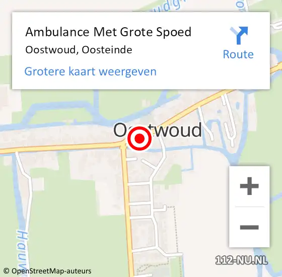 Locatie op kaart van de 112 melding: Ambulance Met Grote Spoed Naar Oostwoud, Oosteinde op 28 juli 2016 22:08