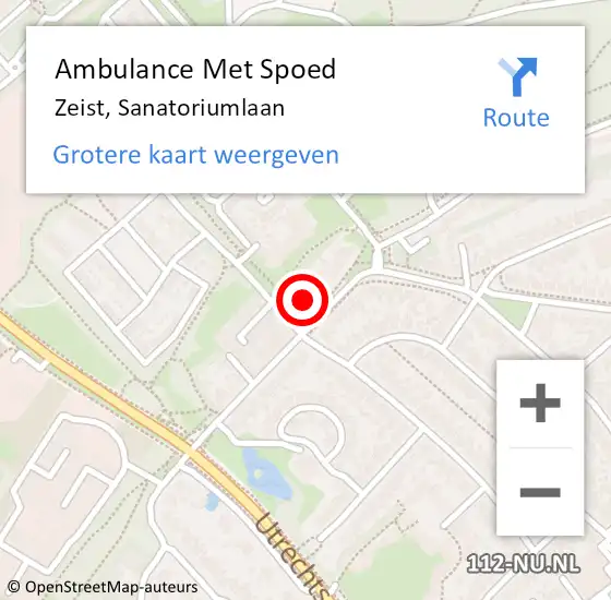 Locatie op kaart van de 112 melding: Ambulance Met Spoed Naar Zeist, Sanatoriumlaan op 29 juli 2016 09:23