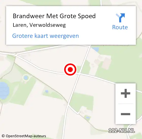 Locatie op kaart van de 112 melding: Brandweer Met Grote Spoed Naar Laren, Verwoldseweg op 22 december 2013 20:24