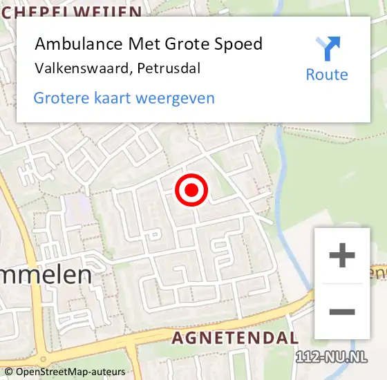 Locatie op kaart van de 112 melding: Ambulance Met Grote Spoed Naar Valkenswaard, Petrusdal op 29 juli 2016 10:34