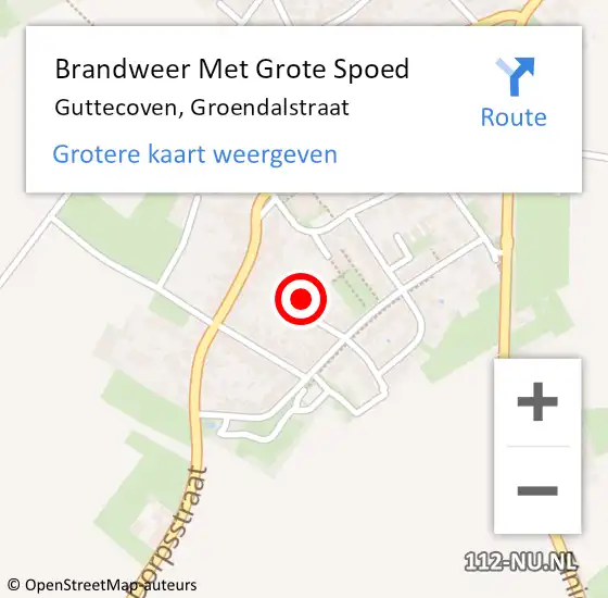 Locatie op kaart van de 112 melding: Brandweer Met Grote Spoed Naar Guttecoven, Groendalstraat op 29 juli 2016 19:06