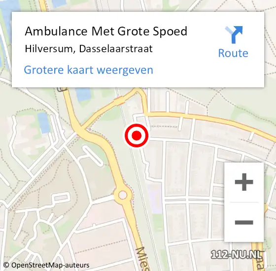 Locatie op kaart van de 112 melding: Ambulance Met Grote Spoed Naar Hilversum, Dasselaarstraat op 22 december 2013 22:27