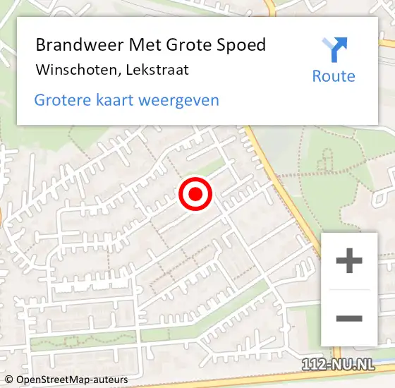 Locatie op kaart van de 112 melding: Brandweer Met Grote Spoed Naar Winschoten, Lekstraat op 30 juli 2016 11:41