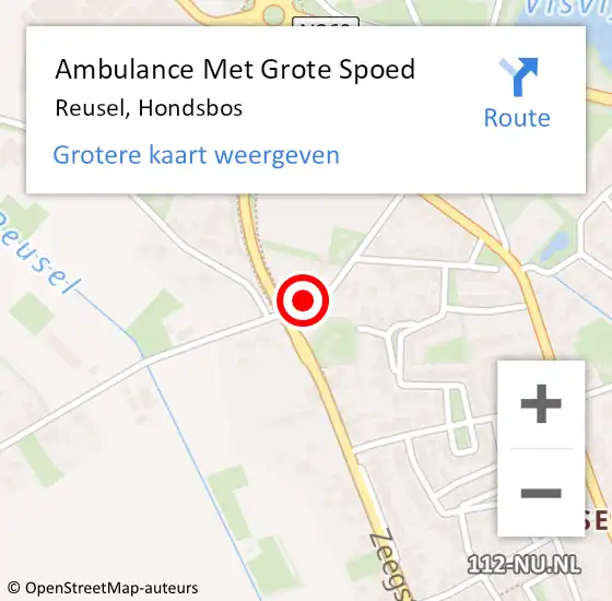 Locatie op kaart van de 112 melding: Ambulance Met Grote Spoed Naar Reusel, Hondsbos op 30 juli 2016 18:48