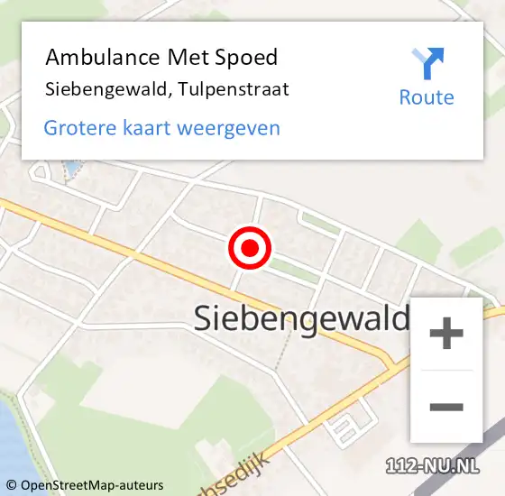 Locatie op kaart van de 112 melding: Ambulance Met Spoed Naar Siebengewald, Tulpenstraat op 30 juli 2016 19:45