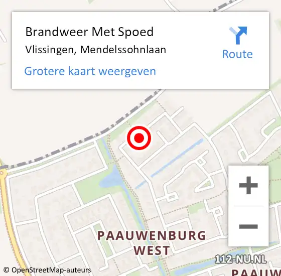 Locatie op kaart van de 112 melding: Brandweer Met Spoed Naar Vlissingen, Mendelssohnlaan op 31 juli 2016 07:56