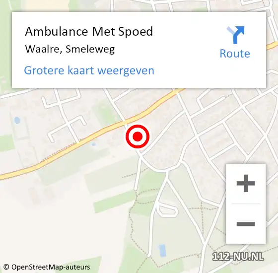 Locatie op kaart van de 112 melding: Ambulance Met Spoed Naar Waalre, Smeleweg op 31 juli 2016 13:52