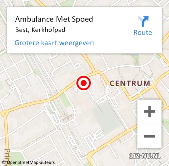 Locatie op kaart van de 112 melding: Ambulance Met Spoed Naar Best, Kerkhofpad op 31 juli 2016 20:43